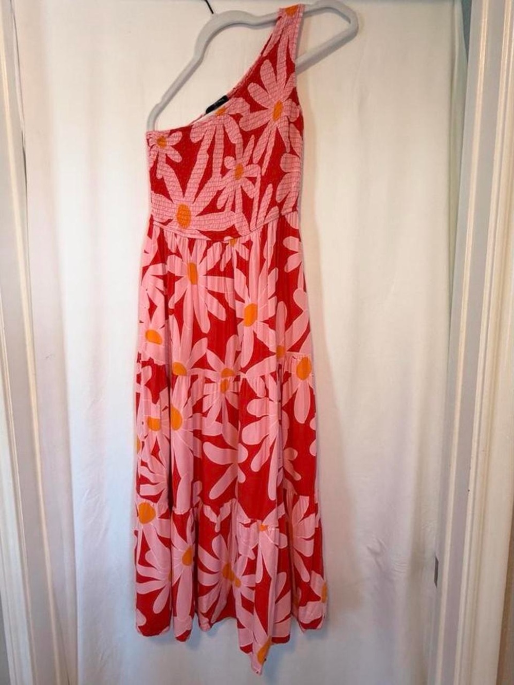 Pink One-Shoulder Floral Maxi Dress